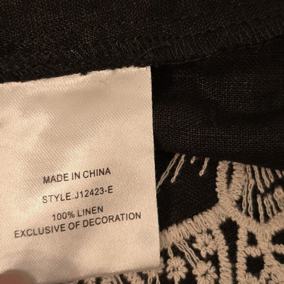 Johnny Was Addison Kimono Sleeve Shirt Black Floral Embroidered Linen Tunic XS - Picture 15 of 16